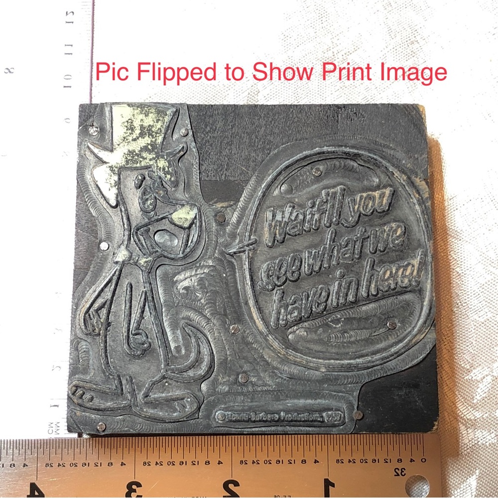 Antique Wood Print Block Huckleberry Hound Wait’ll You See What We Have In Here